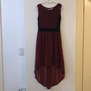 H&M red/black lace hi-lo dress XS